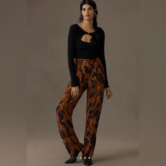 EUC Anthropologie Farm Rio Giraffes Printed Pants // Size L - Picture 1 of 4